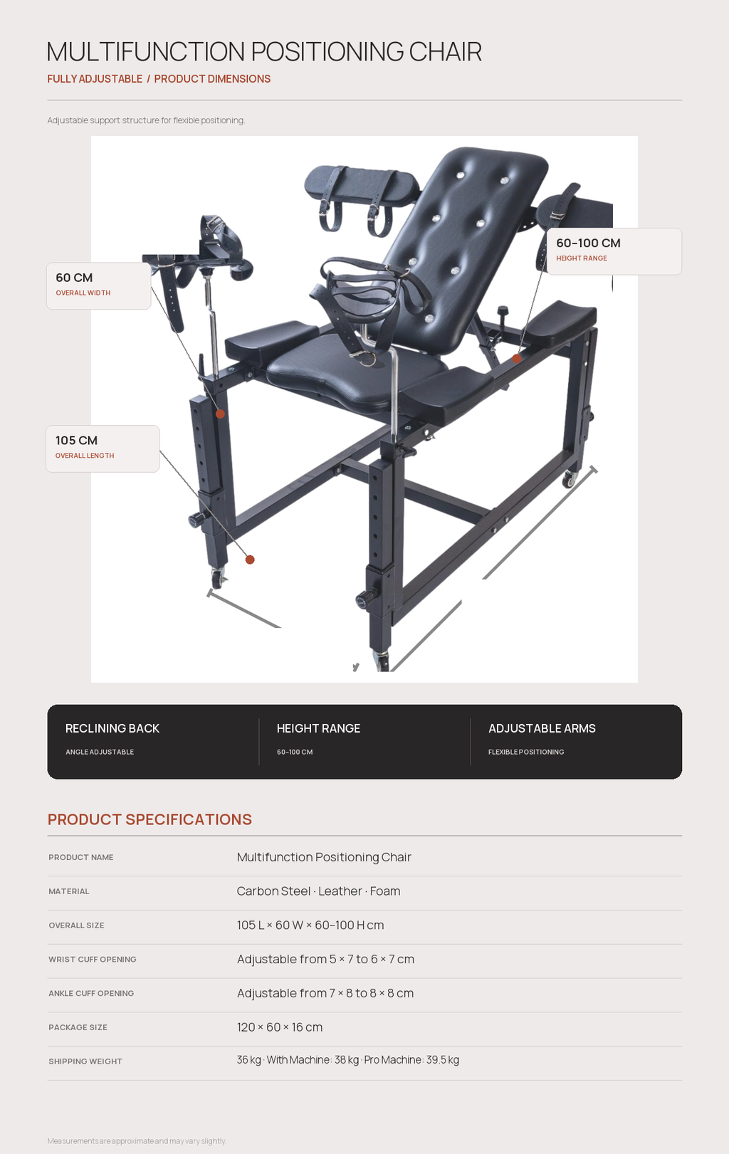 Multipurpose Adjustable BDSM Positioning Chair