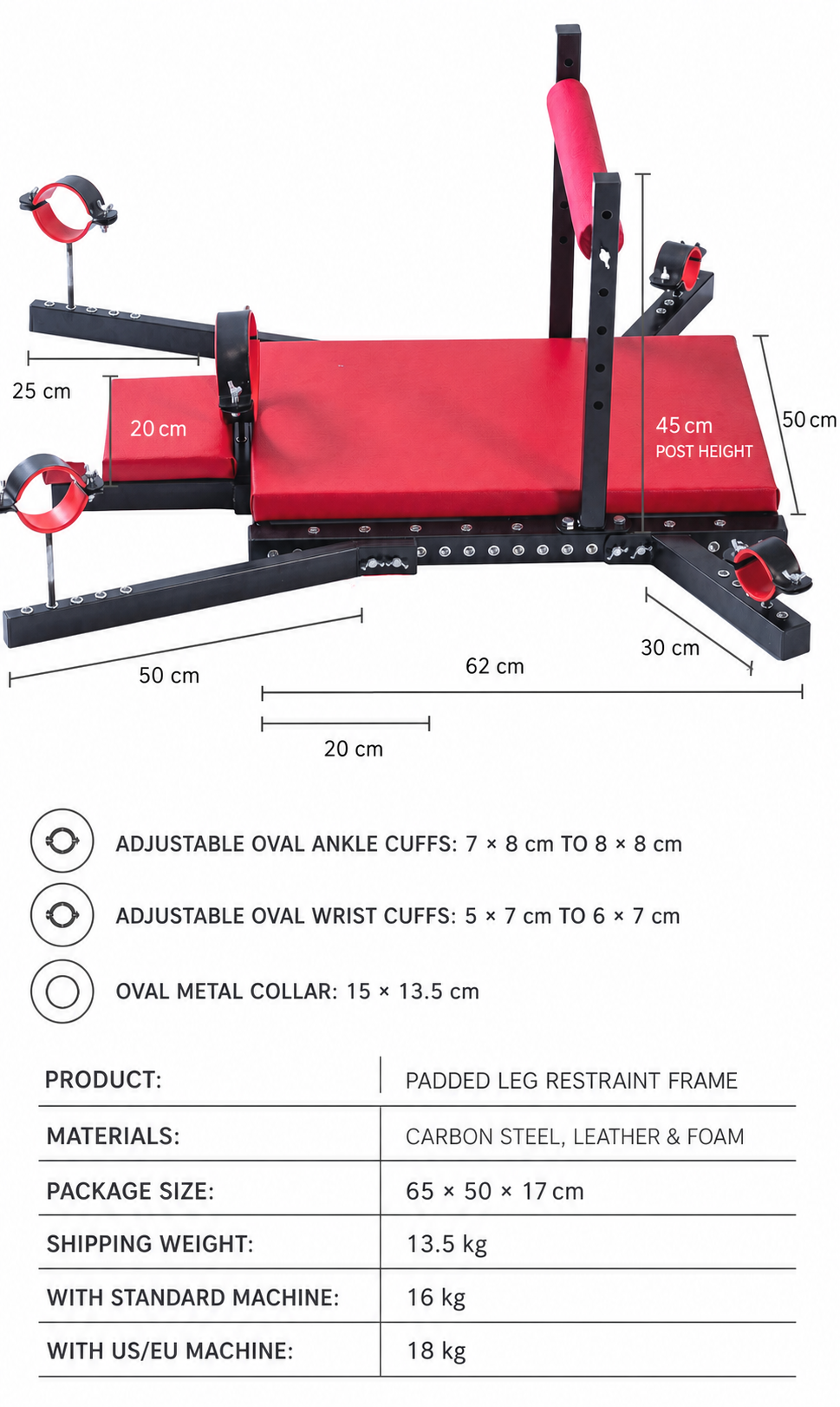 Adjustable BDSM Bondage Positioning Bench and Leg Restraint Frame BF23
