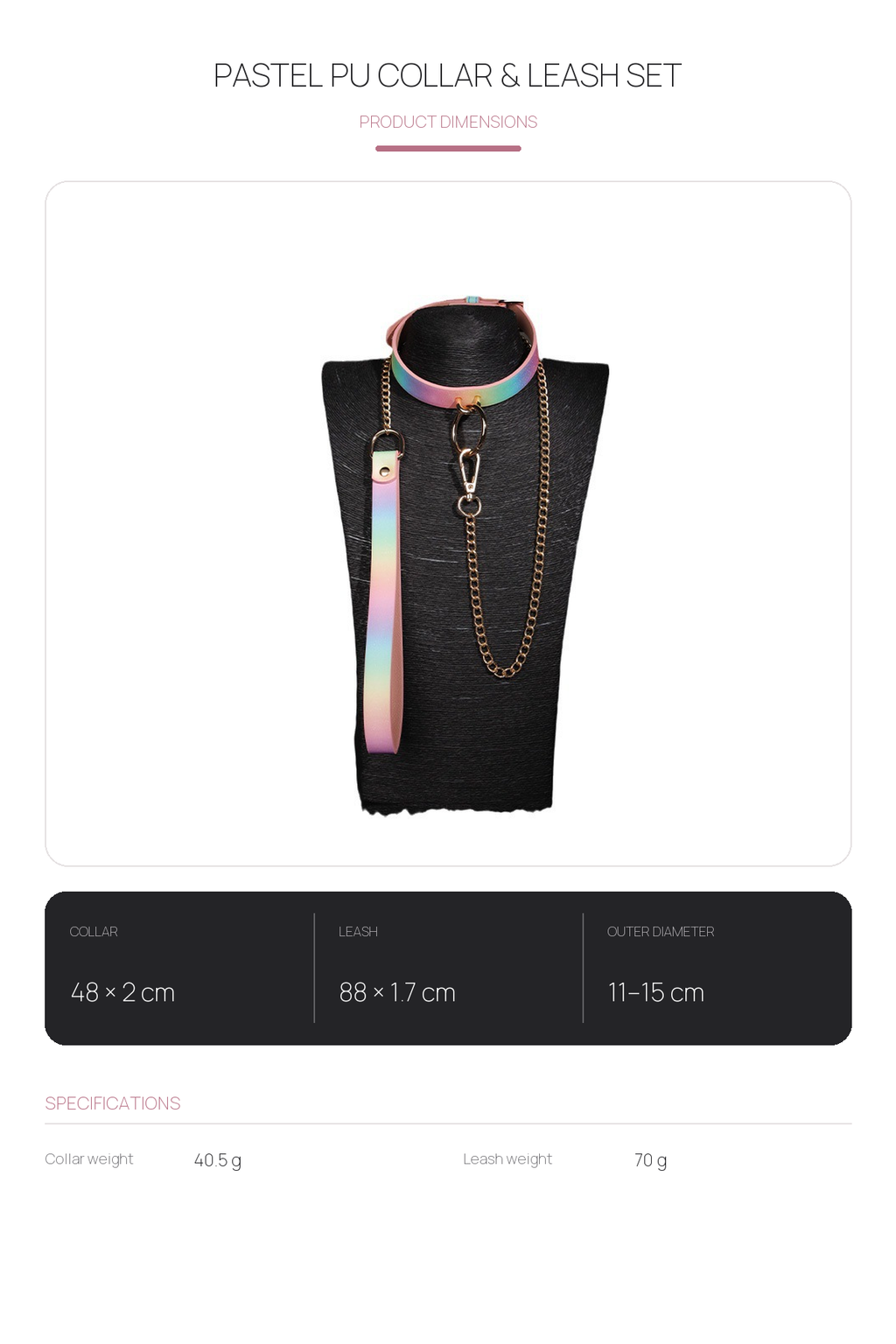 Holographic PU Collar and Detachable Leash BM104
