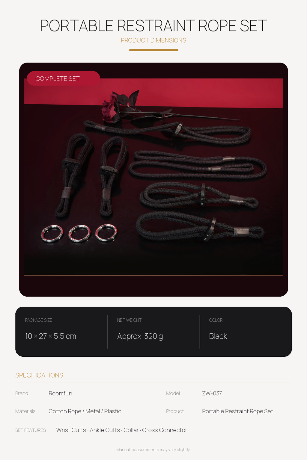 Portable Cotton Rope Bondage Restraint Set
