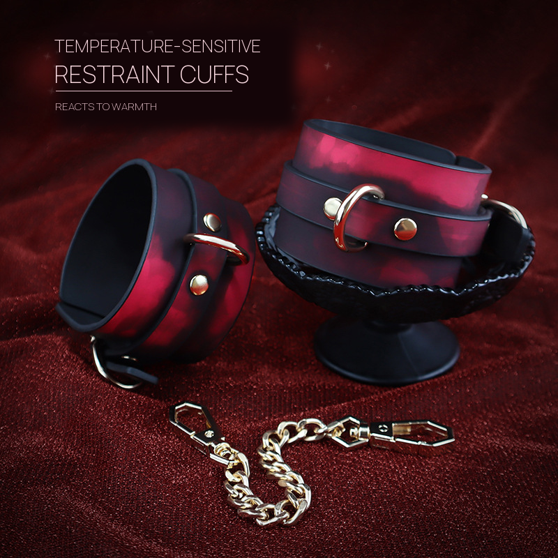 Thermochromic PU BDSM Wrist and Ankle Restraint Cuffs