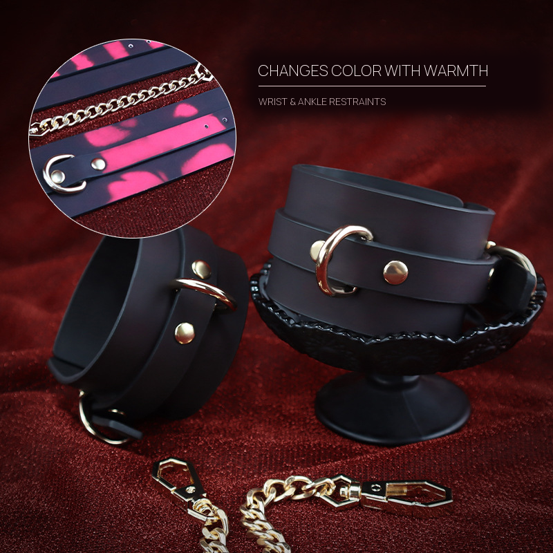 Thermochromic PU BDSM Wrist and Ankle Restraint Cuffs