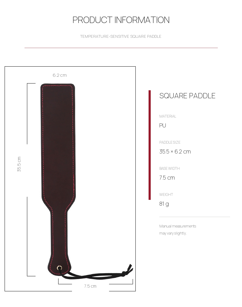 Thermochromic Square BDSM Paddle Whip BM126