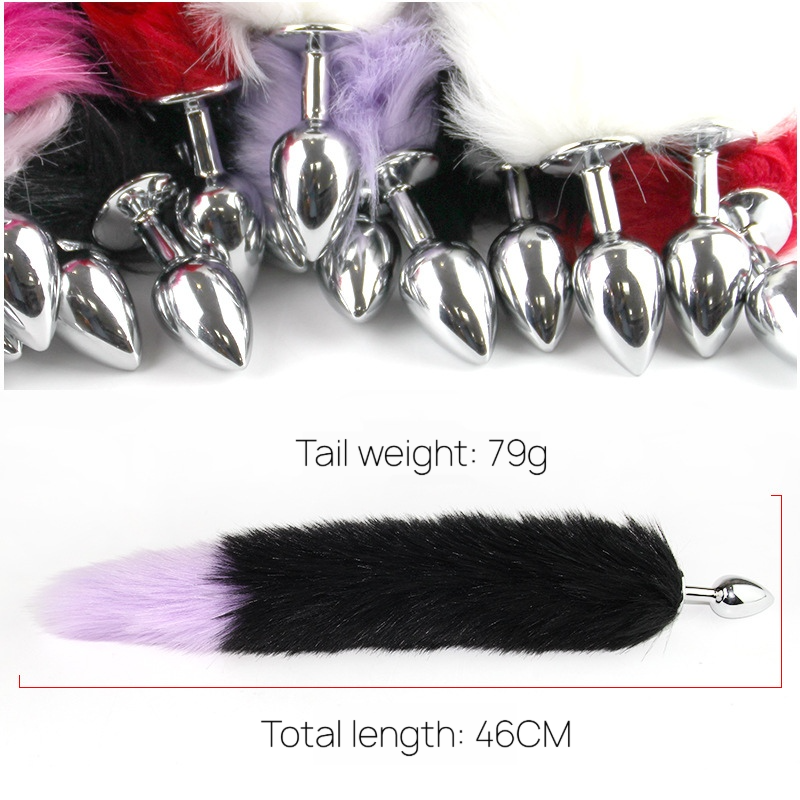 Long Faux-Fur Tail Metal Butt Plug BM73